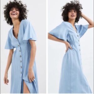 Zara Chambray A Line Dress EUC